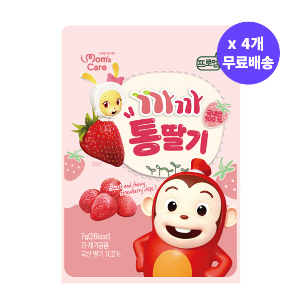 [무료배송] 프로엠 코코몽 까까 통딸기 7g x 4개 / 국산 동결건조 딸기 100% 과일칩